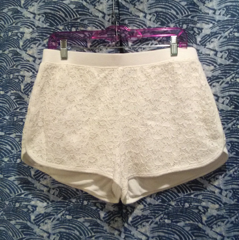 Cynthia Rowley White Lace Overlay Women's Shorts